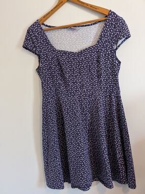 Dorothy Perkins Purple Floral Sweetheart Neck Mini Dress